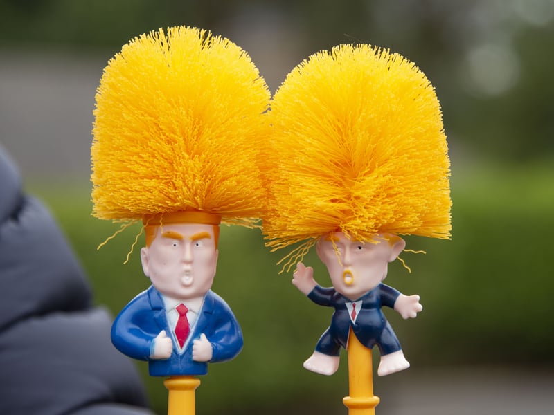Anti-Trump protestors demonstrating in Balmedie.