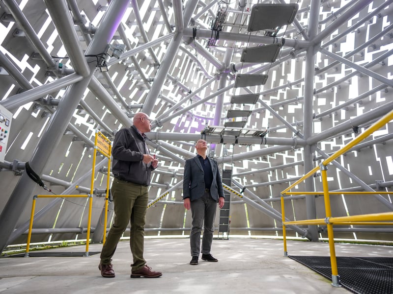 Scottish First Minister and SNP Leader John Swinney is given a tour of 'The Kelpies' with John Paterson, Scottish Canals CEO, after announcing his plan for a second independence referendum 
