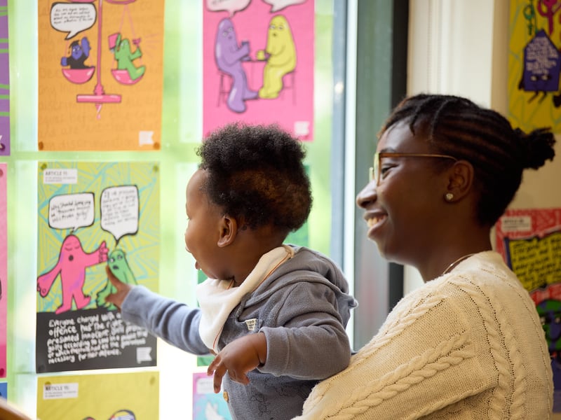 Presented by RFK Human Rights UK, this powerful exhibition brought the Universal Declaration of Human Rights to life through a series of 30 vibrant illustrations by artist, Emma Evans.  