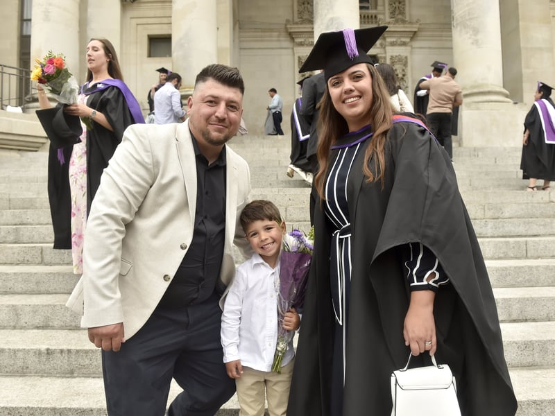 Pictured is: (right) Maria Mitrea with her husband Adrian and son Ianis.
Picture: Sarah Standing (290725-7467)