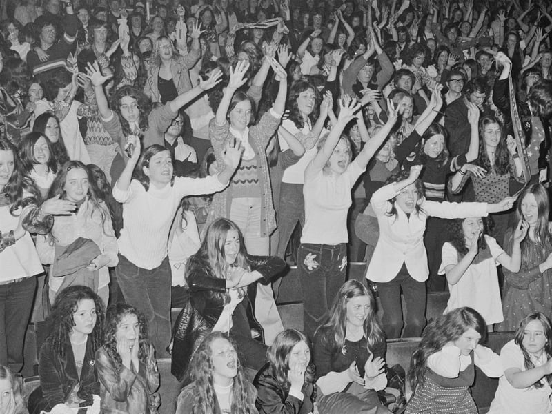 The audience goes wild during a concert by glam rockers T-Rex in June 1972