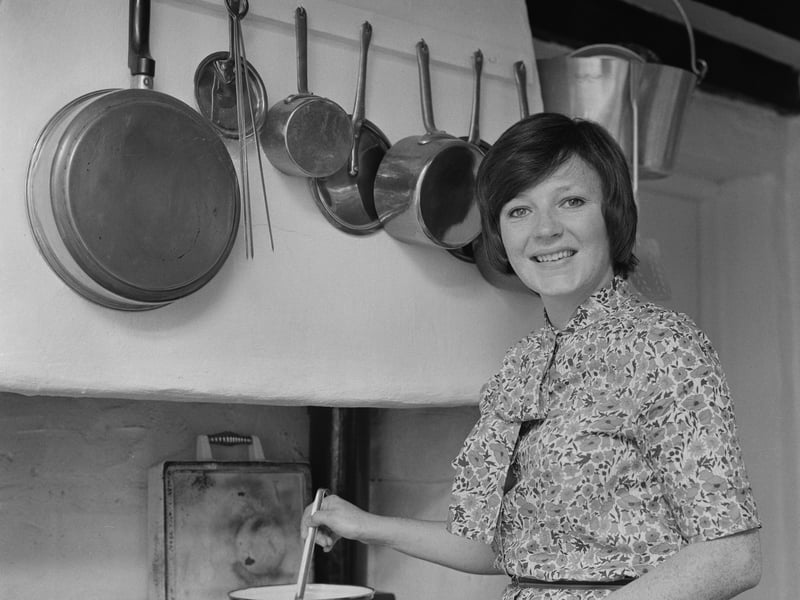A young Delia Smith in the kitchen in August 1975