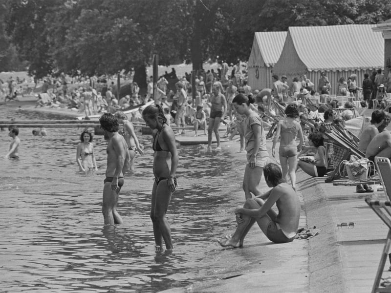 People cool off in the water during the long heatwave in summer 1976