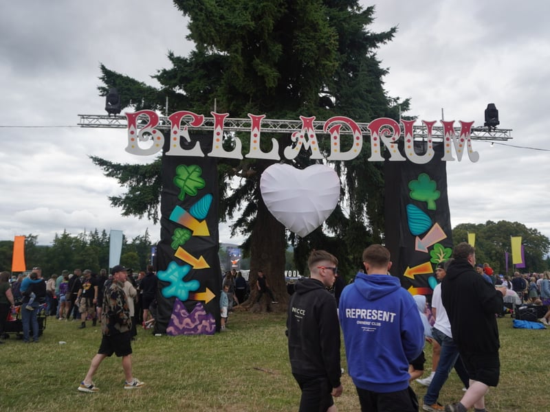 Queues lined up for the festival on Friday morning.