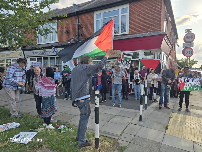 The Palestine Solidarity Campaign protest on Copnor Road.