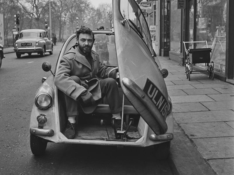 The bubble car, as it was dubbed, was launched in the 1950s but remained a popular vehicle in the early 60s, even with the advent of the Mini. The BMW Isetta had a tiny engine, a top speed of just 53mph and painfully slow acceleration, with early models taking half a minute to reach just 30mph. But the fuel economy was great and it was like no other car, with a single door at the front, containing the steering wheel and instrument panel, swinging open for access. There was supposedly space for two adults and a small child, in the days before road safety was a thing, but as you can see that was a bit of a squash.