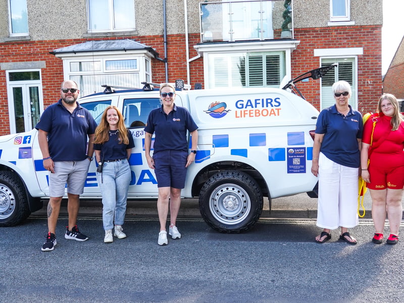 Paul Tate, Becky Inkram, Caroline Lockier, Joanne Young and Charlotte Oddie of the GAFIRS Lifeboat team.