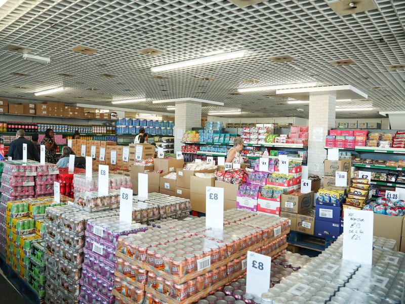 The store sells a large variety of products from pillows and dog beds, to cleaning products, condiments, and cereal.