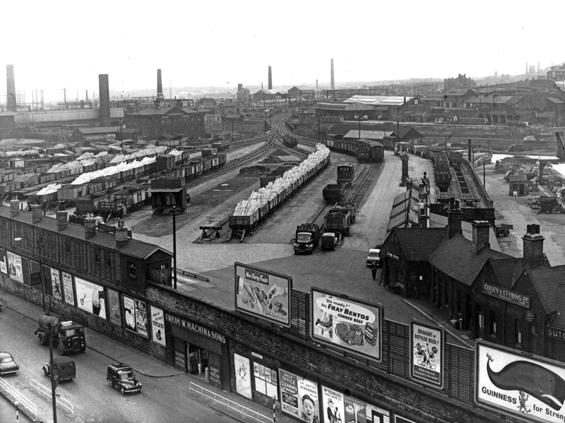 Wharf Street, Sheffield, showing the Canal Basin and Goods Yard, in September 1959