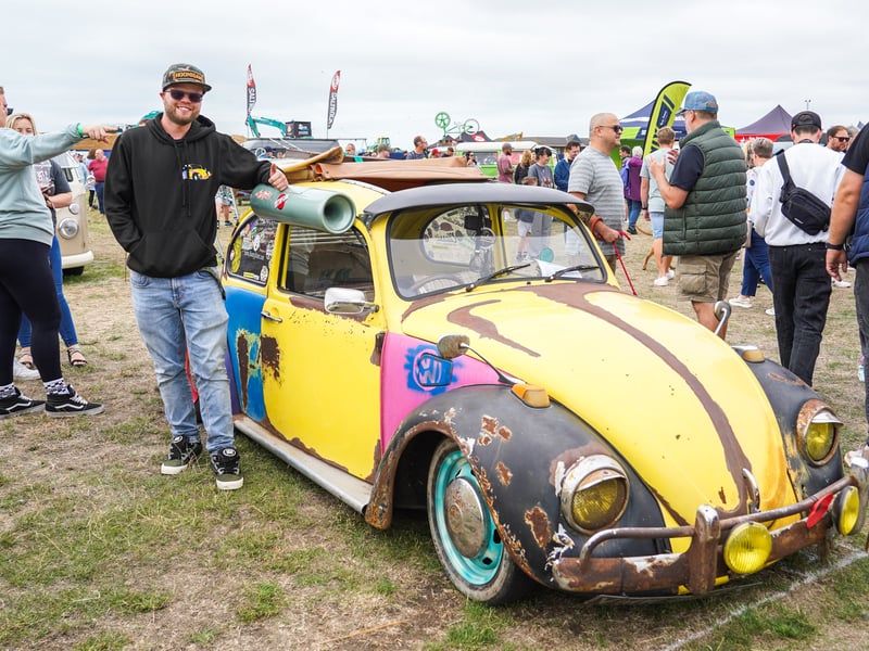 Duncan Bateson stood next to a Beetle that he built at the Beach Dubbin festival on Southsea Common in Portsmouth. 

Pictured: Duncan Bateson. 

Picture: Alec Chapman