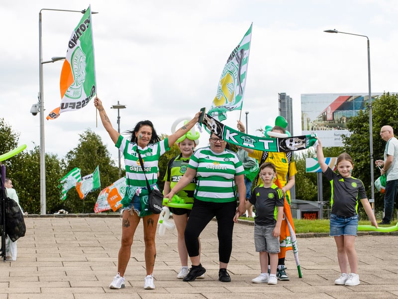 Celtic fans celebrate the start of the new campaign ahead of kick-off.