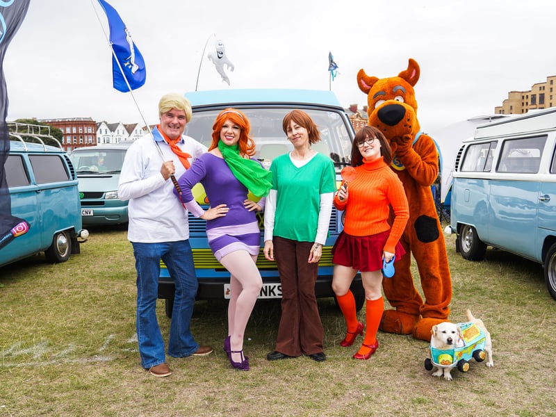 The Dream Team dressed up as Scooby Doo and the gange are at the Beach Dubbin festival on Southsea Common in Portsmouth. 

Pictured is The Dream Team Portsmouth. 

Picture: Alec Chapman