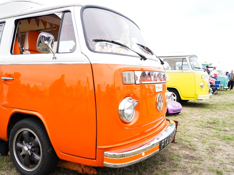Volkswagen campervans at the Beach Dubbin festival on Southsea Common in Portsmouth. 

Pictured are campervans.

Picture: Alec Chapman