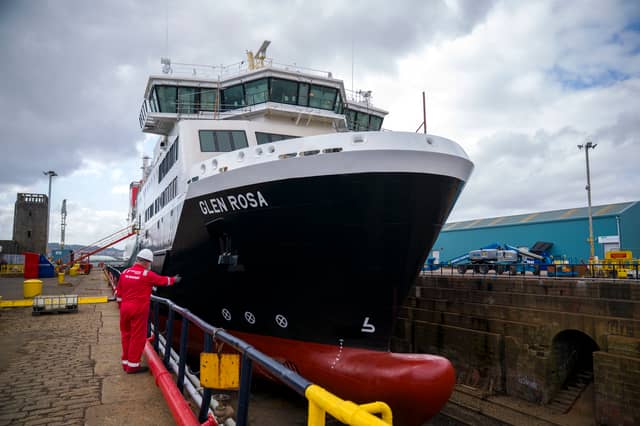 The Glen Rosa during an inspection at Dales Marine, Greenock. Picture: Jane Barlow/PA Wire