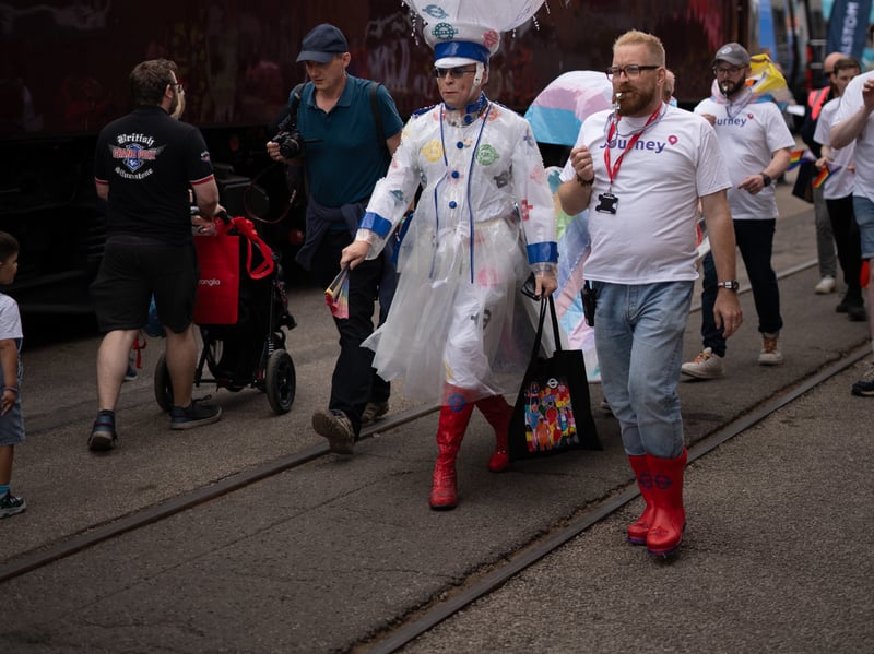 Pride parade on a train in Derby