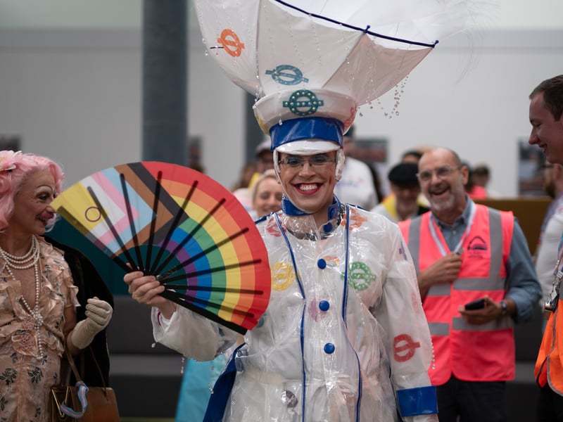 Pride parade on a train in Derby