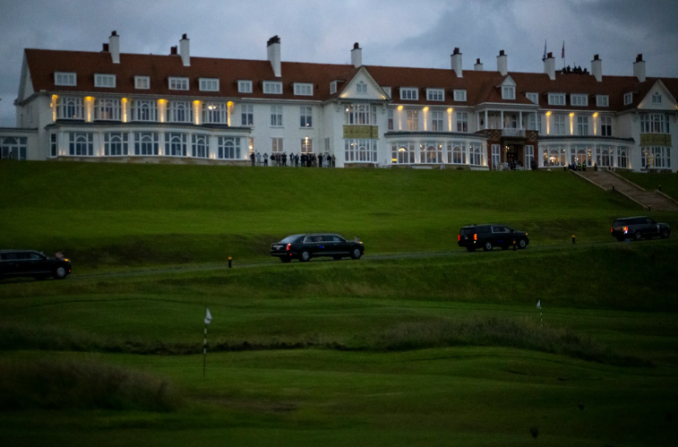 President Donald Trump arrived at his Turnberry resort on the Friday. 