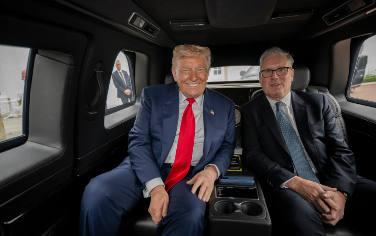 The pair pictured within "The Beast", the president's armoured limousine.