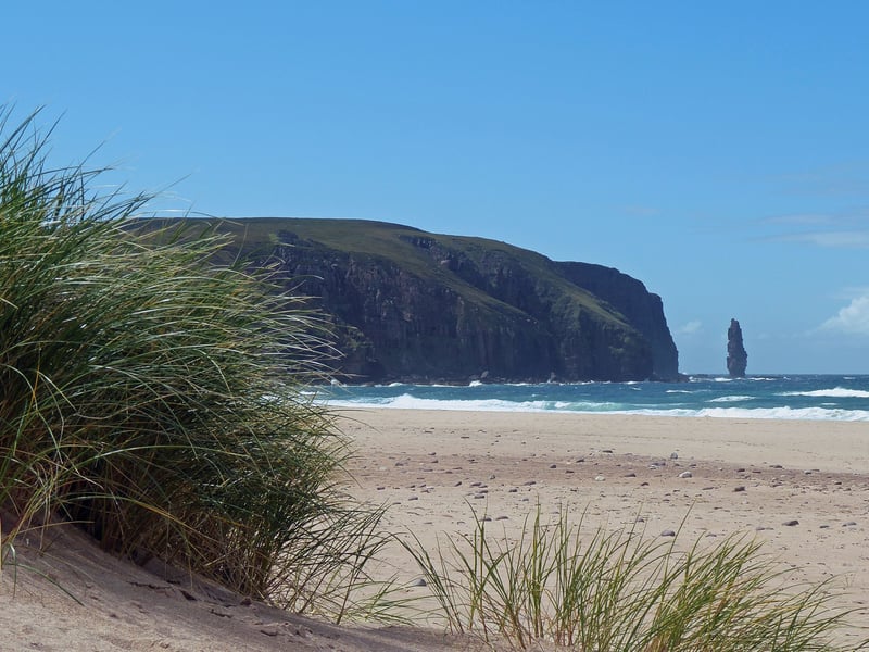 It's back to Scotland to complete the top five best beaches in Britain. Sandwood Bay in Sutherland has 88.10 per cent of reviews (185 out of 210) rating it five stars. It is a natural bay with a remote, picturesque beach on the far north-west coast of mainland Scotland. Visitors will find a mile of golden sands and dunes, with rocky cliffs and a giant sea stack to complete the stunning vistas. 
