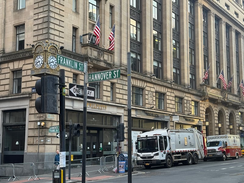 The New York - Glasgow streetscape.