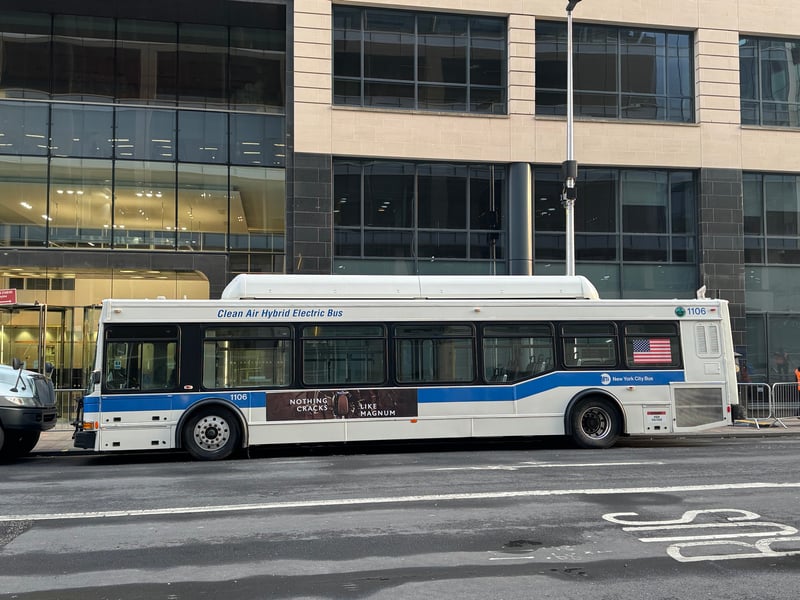 It's unusual to see a New York electric bus in Scotland.