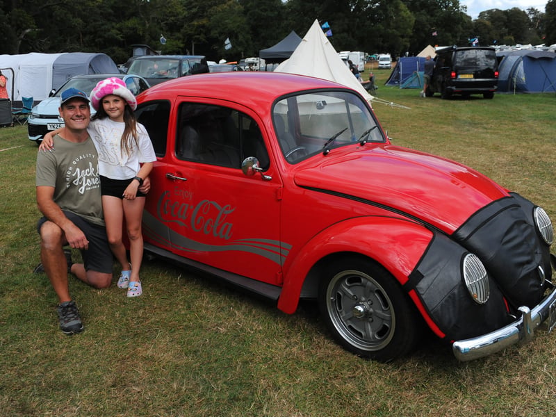 Sam Winterburn and daughter Evie, nine of Pontefract with their 1967 Beetle which has taken Sam 11 years to fully restore