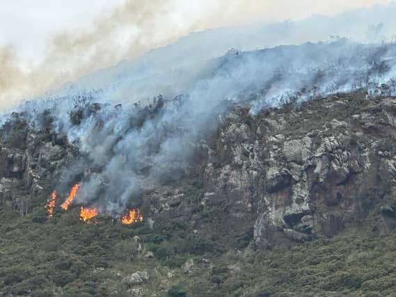Flames were seen spreading down the hillside with one witness having said pockets of fire kept starting as others were extinguished.