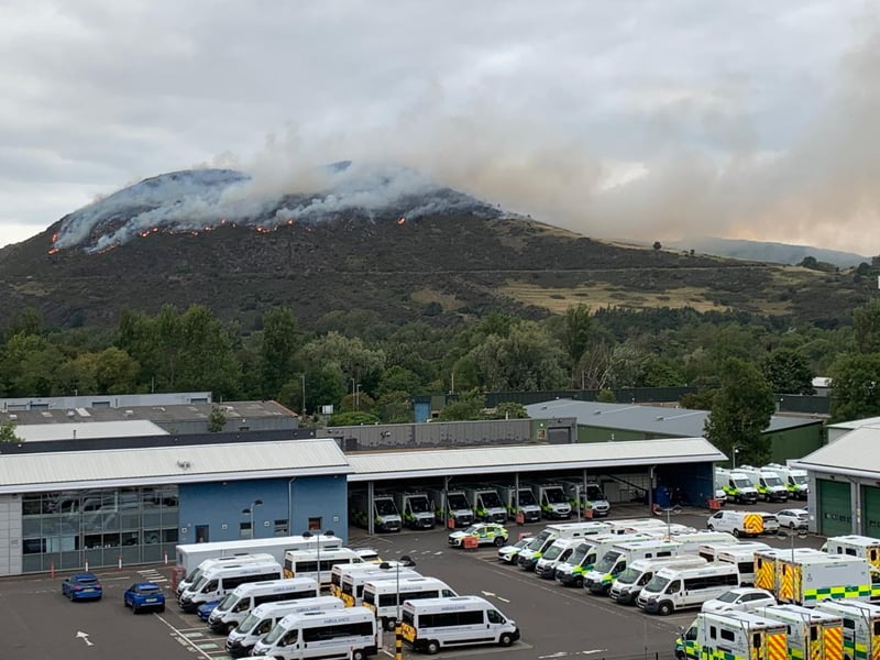 Vast swathes of the extinct volcano had flames burning across it for hours on Sunday afternoon.