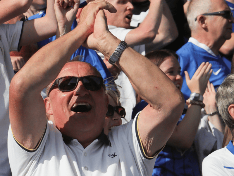 Pompey fans were in full voice as they lapped up the Championship victory at Oxford United.