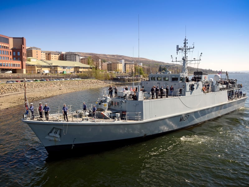 HMS Pembroke returning from a gulf deployment. Family and friends were onboard when she came alongside in HMNB Clyde, Scotland.