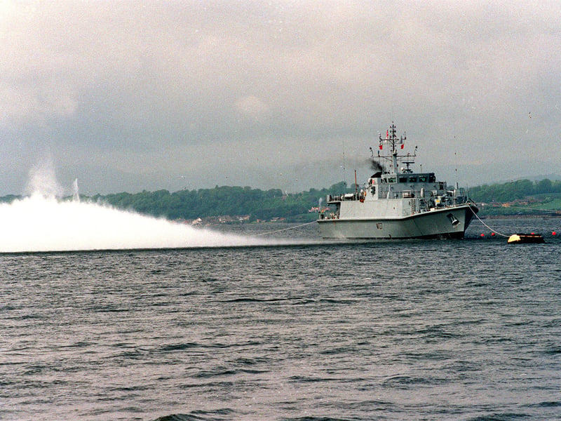 HMS Pembroke carrying out a mine explosion