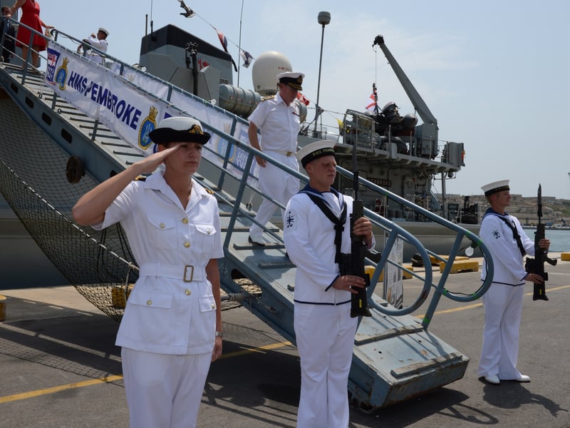 Former First Sea Lord Admiral Sir Mark Stanhope visited HMS Pembroke during a trip to Malta, marking the 70th Anniversary of OP Pedestal.