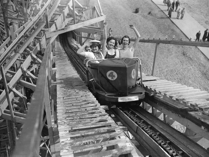 Holidaymakers on a fairground ride at Butlin's in Skegness in May 1936
