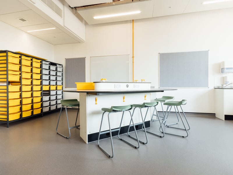 Aiming to encourage cross curricular and collaborative learning, the school has two large open plan learning plazas that are easily accessed by classrooms on all three floors. Designed with inclusion of all learners in mind, along with classrooms in an Integrated Support Zone, there is a sensory room and nurture room.