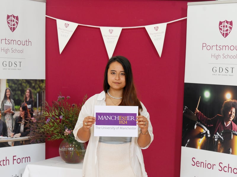 Students from Portsmouth High School in Southsea, collected their A Level results.

Pictured is: Salila Crick (19) who got an A* in English and two A's in History and Sociology and is off to the University of Manchester to study Global Development.

Picture: Sarah Standing (140825-2955)