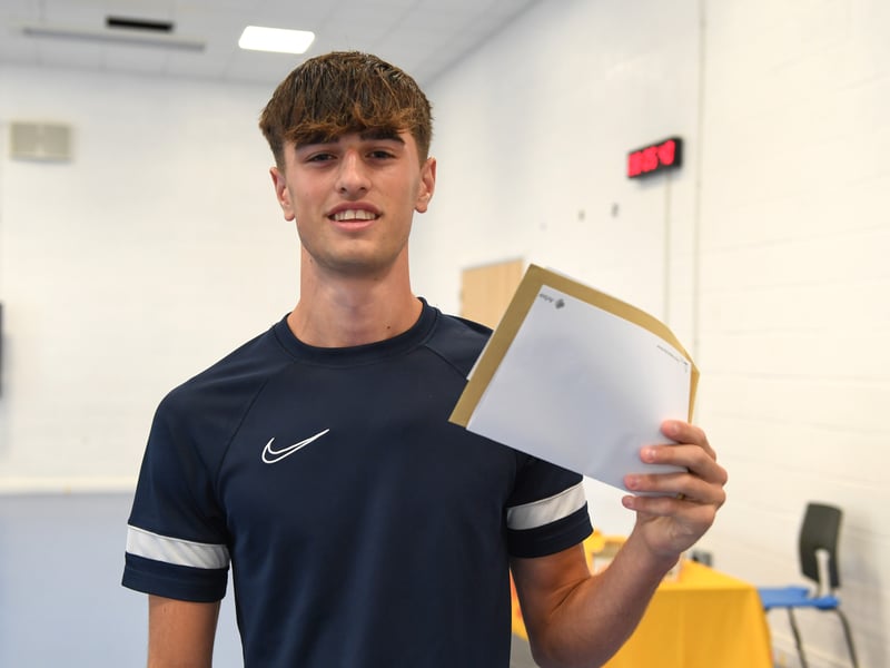 A-Level results at King's Academy Bay House School in Gosport. 

Pictured: Jay Frampton, 18, who achieved A,B,B

Picture: Paul Jacobs/pictureexclusive.com