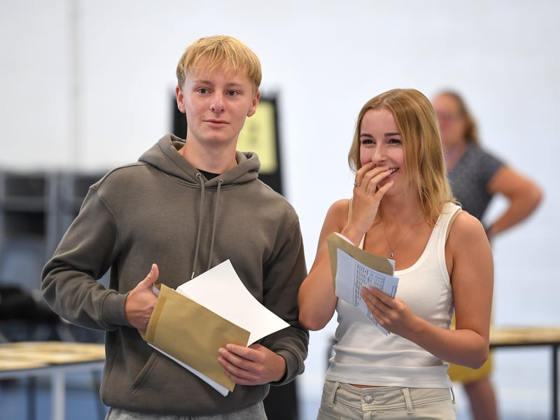 A-Level results at King's Academy Bay House School in Gosport. 

Pictured: (Left to right) Charlie McLaughlin and Charlotte Bunting

Picture: Paul Jacobs/pictureexclusive.com