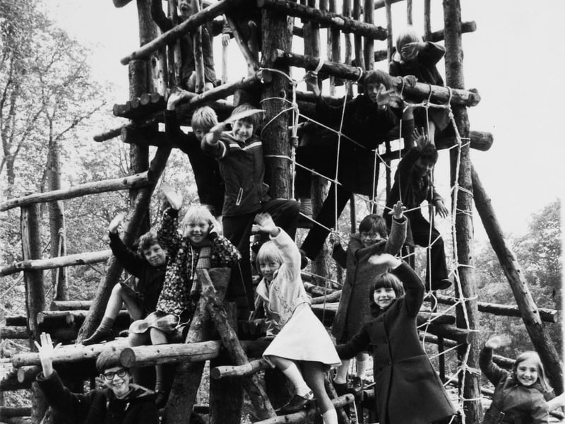 Youngsters at an adventure playground in Keighley in September 1976