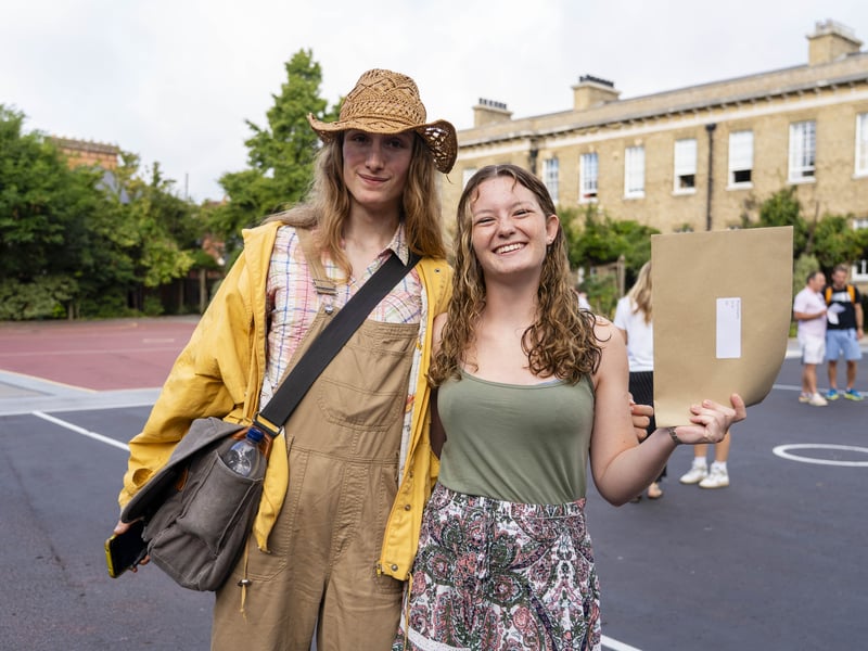 Students from Portsmouth Grammar School collected their A Level results this morning. 

Pictured is: Alice Clarke and Sophie Price

Picture: Matthew Clark