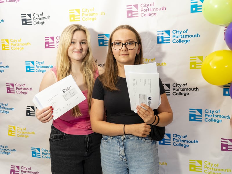 Students from City of Portsmouth College collected their A Level results this morning. 

Pictured is: Alice Moroney, and Freya Stickland

Picture: Matthew Clark