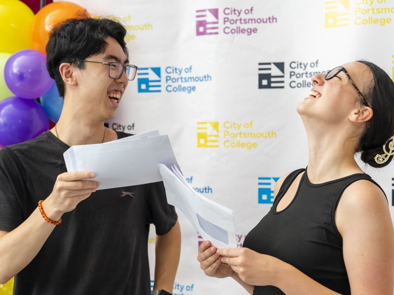 Students from City of Portsmouth College collected their A Level results this morning. 

Pictured is: Siang Gao and Lucy Brazier

Picture: Matthew Clark