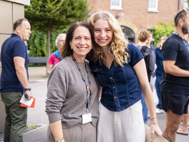 Students from Portsmouth Grammar School collected their A Level results this morning. 

Pictured is: Chloe Mackley & Teacher

Picture: Matthew Clark