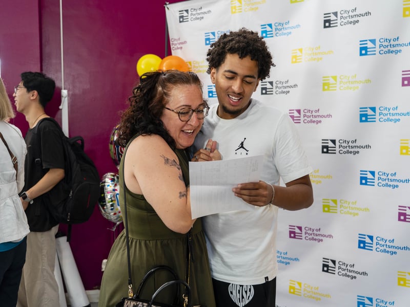 Students from City of Portsmouth College collected their A Level results this morning. 

Pictured is: Ame Emorhokpor and his mum. 

Picture: Matthew Clark