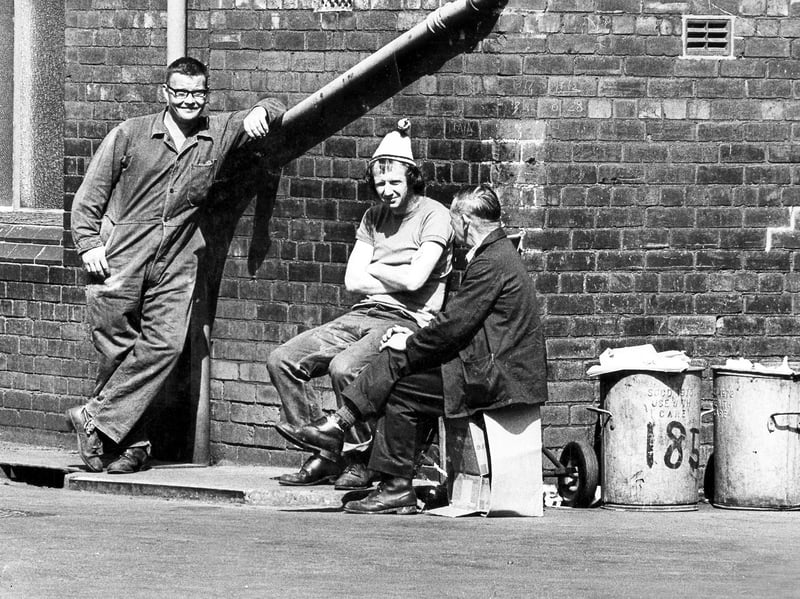 Sheffield refuse collectors having a break in July 1976