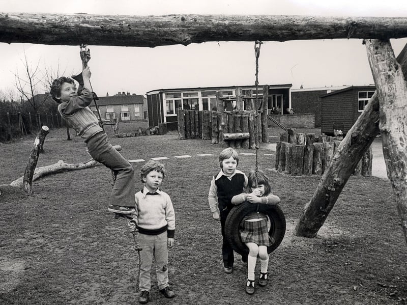 Children from Aston Springwood School at their adventure playground in March 1976