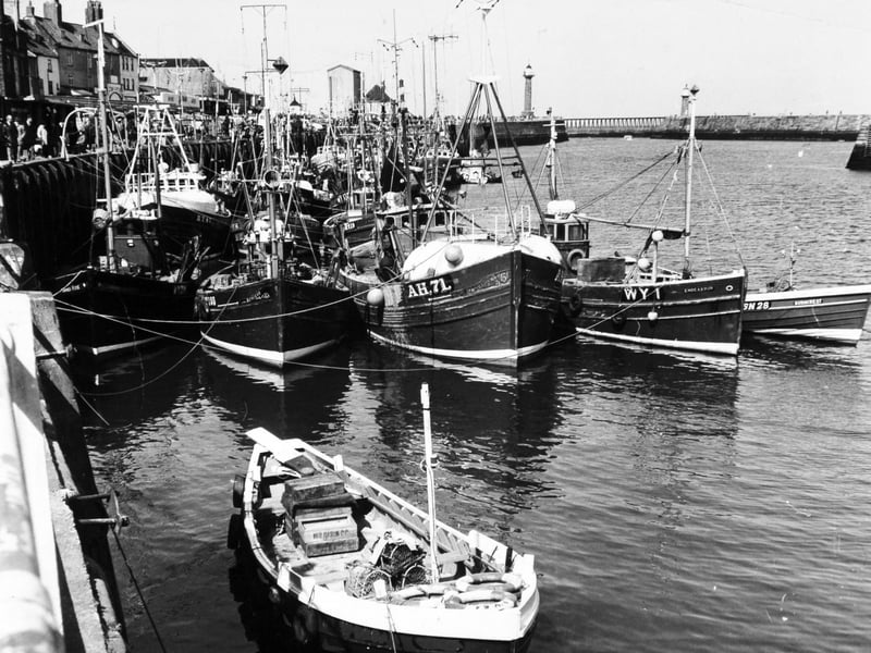 Boats in Whitby harbour in February 1976, when coble fishers claimed trawlers were ruining their livelihood by fishing too close to the shore.