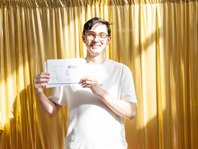 Students from City of Portsmouth College collected their A Level results this morning. 

Pictured is: Jack Wadham

Picture: Matthew Clark