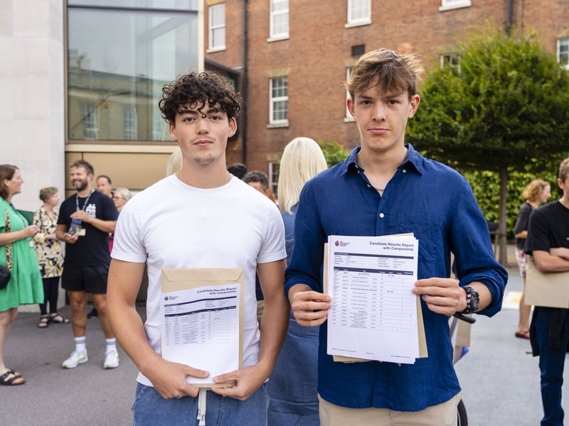 Students from Portsmouth Grammar School collected their A Level results this morning. 

Pictured is: Artur Sagitov and George Powell

Picture: Matthew Clark