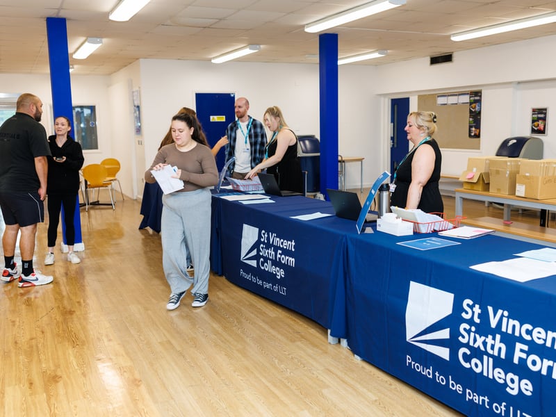 A level Results at St Vincent Sixth Form College this morning. 

Pictured: The first students receiving their results

Picture:Marcin Jedrysiak