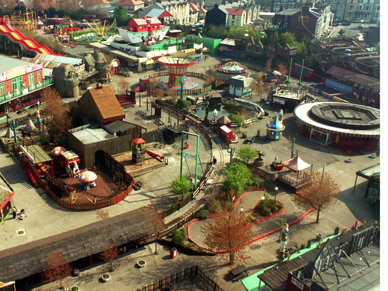 Looking down at Frontierland theme park, in Morecambe, in March 1998